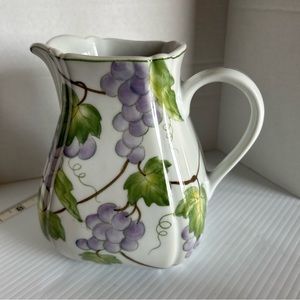 Farmhouse/garden/cottage core 36 ounce hand painted porcelain pitcher